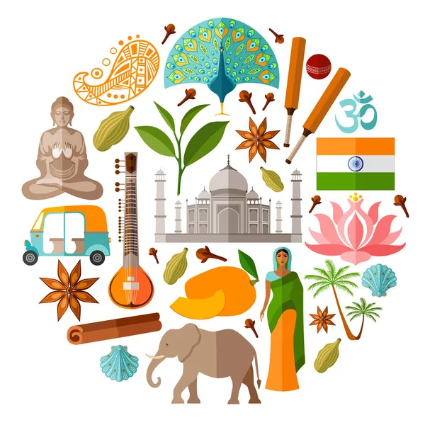 Traditional national symbols of India. — Stock Vector