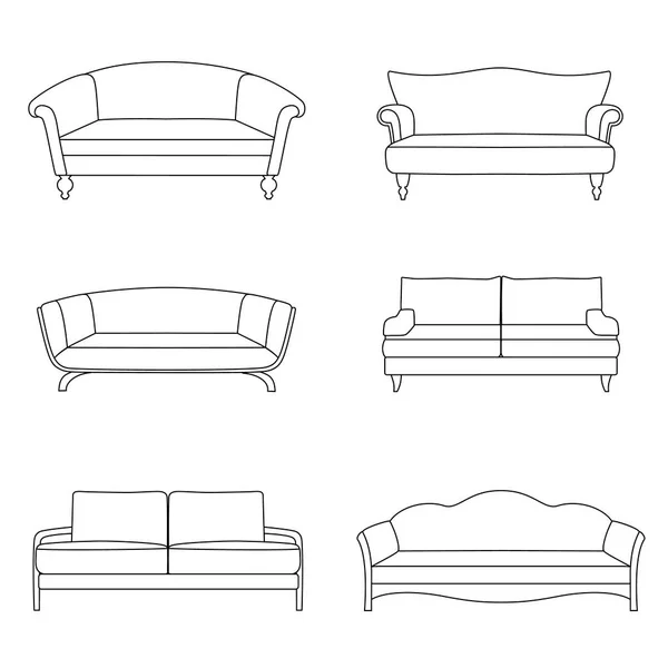 Vector overzicht sofa pictogrammen. Vectorillustratie. — Stockvector