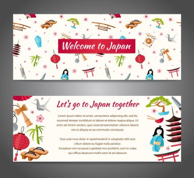 Japon bir tema vektör afiş. Oryantal tarzı desen.