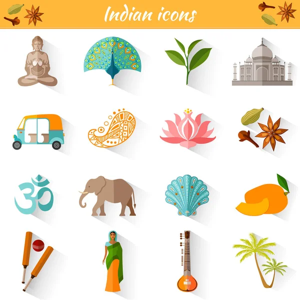 Set of traditional national symbols of India. — Stock Vector