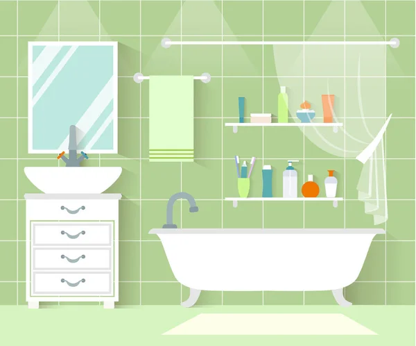 Salle de bain vectorielle en style plat . — Image vectorielle