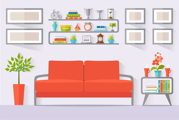 El concepto de vector interior en un estilo plano . — Vector de stock