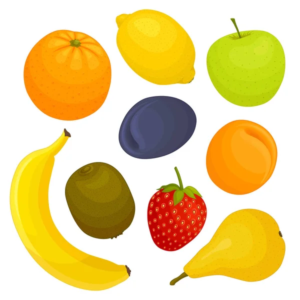 Conjunto de vectores de fruta fresca. Plantilla de diseño de ingredientes alimentarios . — Vector de stock