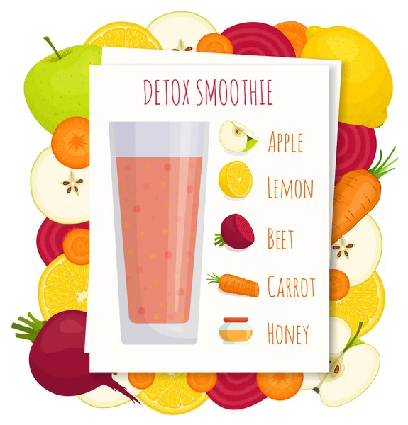 Vektör tarif Detoks smoothies için.