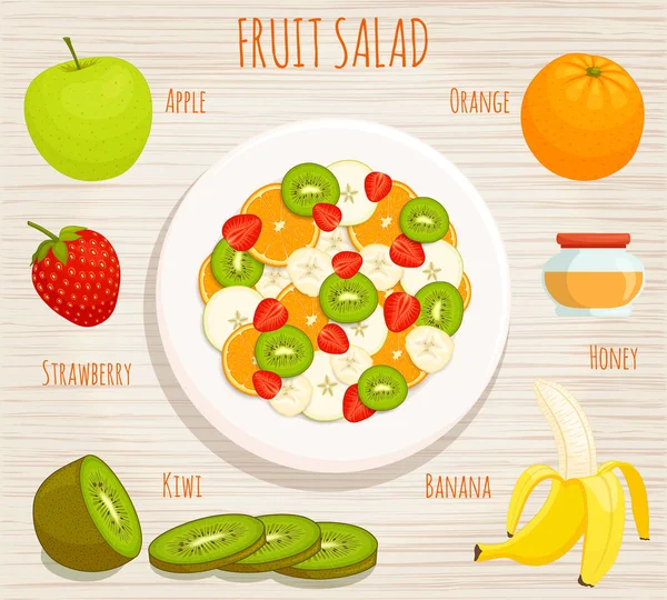 Salade de fruits vectoriels . — Image vectorielle