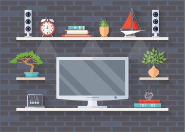 Tasarım Tv bölge düz bir tarzda. Vektör.