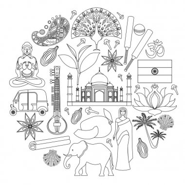 Hint vektör simgeler. Kontur, kontur, anahat stili.