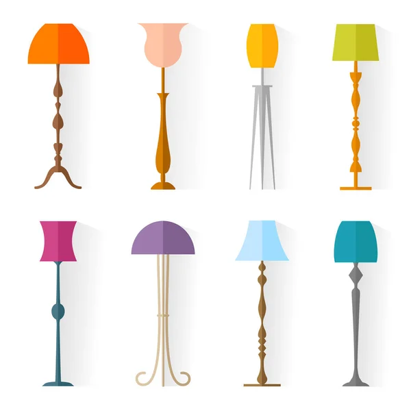 Une collection de lampadaires de style plat. Vecteur . — Image vectorielle