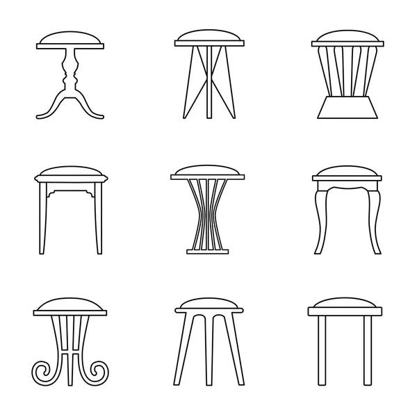 Icônes vectorielles chaise. Contour, trait, style contour . — Image vectorielle