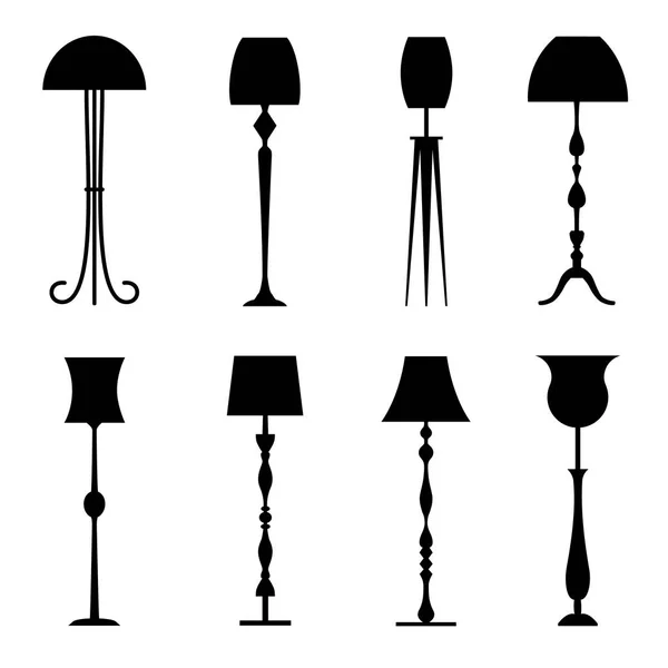 Lampadaires vectoriels. Silhouettes, icônes . — Image vectorielle