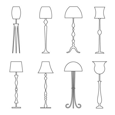 Standart lamba vektör simgeler. Kontur, kontur, anahat stili.