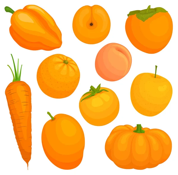 Vector naranja verduras y frutas . — Vector de stock