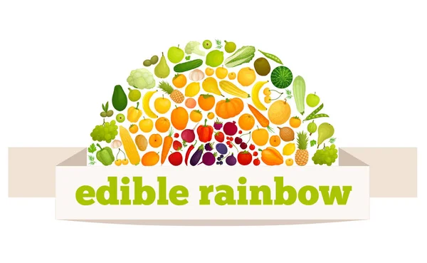 食品の虹。ベクトル。野菜や果物. — ストックベクタ