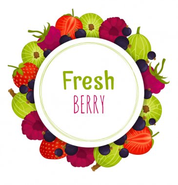 Çerçeve çilek. Vektör. Çilek metin için yer ile yapılan yuvarlak kenarlık.