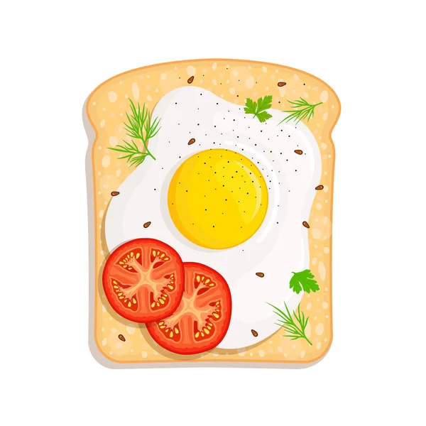 Bread with egg. Vector illustration. Breakfast. — Stock Vector