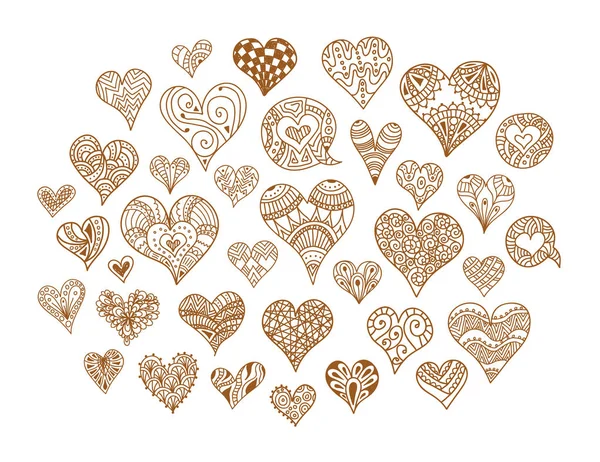 Vector sketch doodle handgetekende harten. — Stockvector