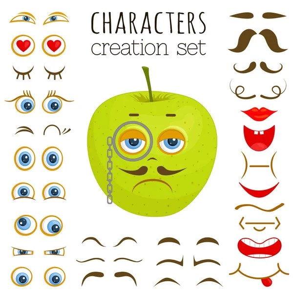 Un conjunto de caras para crear personajes. Vector . — Archivo Imágenes Vectoriales