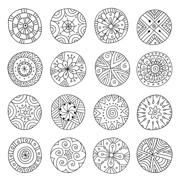 Ensemble de mandalas vectorielles. Croquis de la pièce . — Image vectorielle