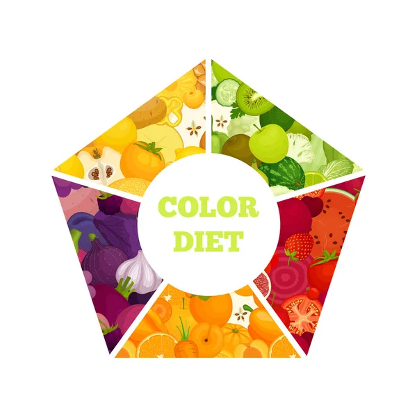 Вегетарианская диета. композиция красочных овощей и фруктов. Векторная иллюстрация . — стоковый вектор