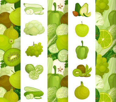 Yeşil diyet. Sağlıklı beslenme ve vejetaryenlik konulu vektör şablonu