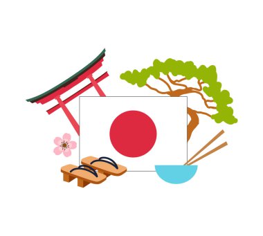 Template from Japan flag and other country symbols. Vector. clipart