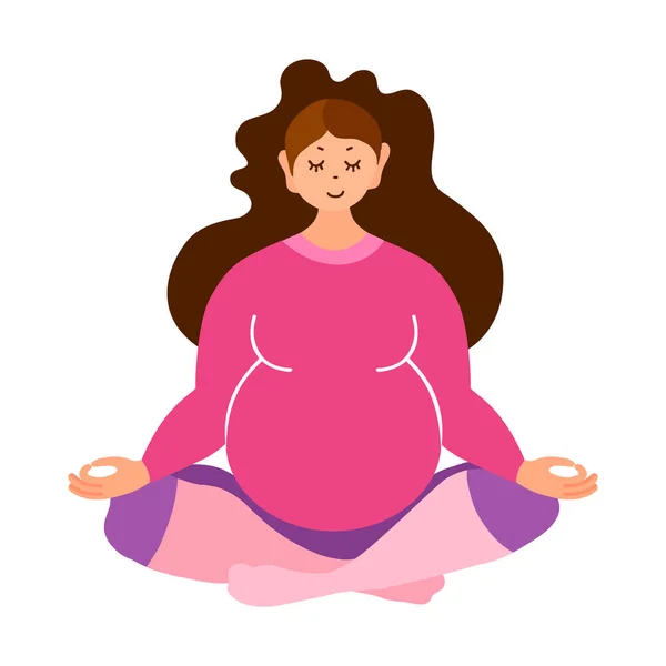 Una mujer embarazada está meditando. Yoga. Ilustración vectorial . — Archivo Imágenes Vectoriales