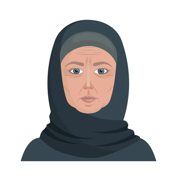 Elderly Muslim woman in a hijab. Vector illustration. — Stock Vector