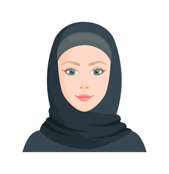 Europeisk i hijab. Vektorillustration. En rättvis muslimsk kvinna. — Stock vektor