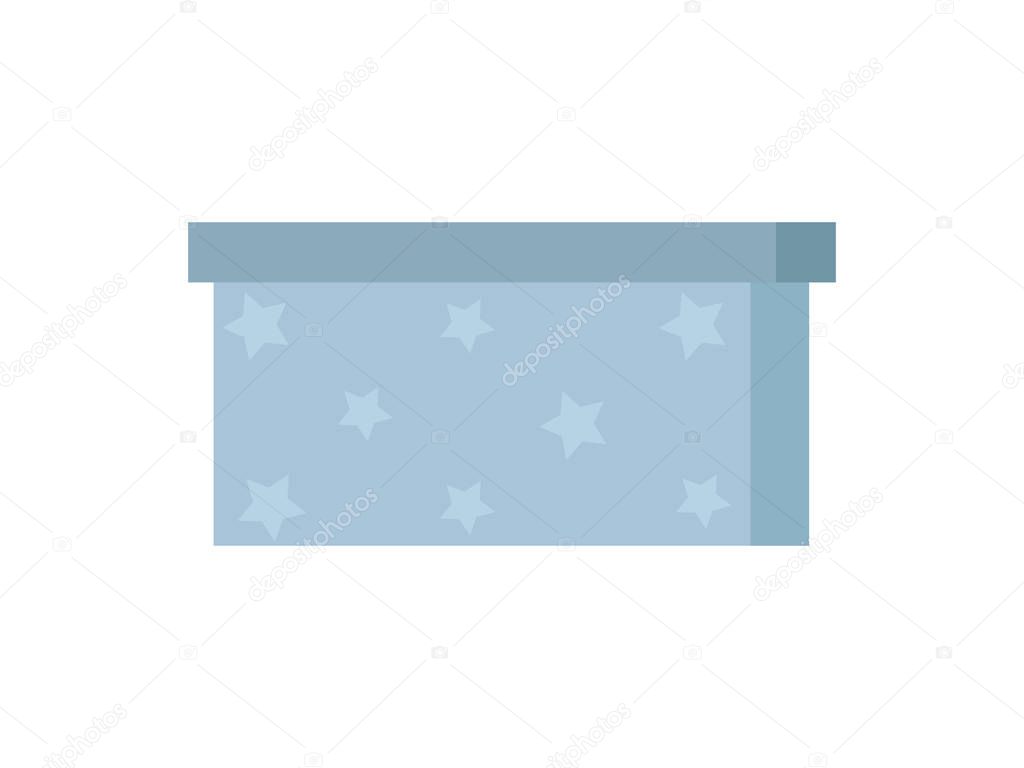 Gift box in flat style. Holiday present package. Giftbox icon isolated on white background.