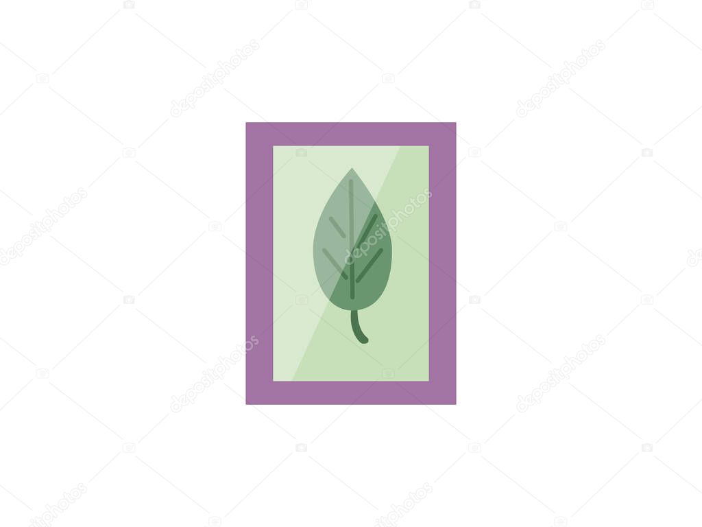 Photo frame leaf in flat style isolated on white background. Old photo card icon.