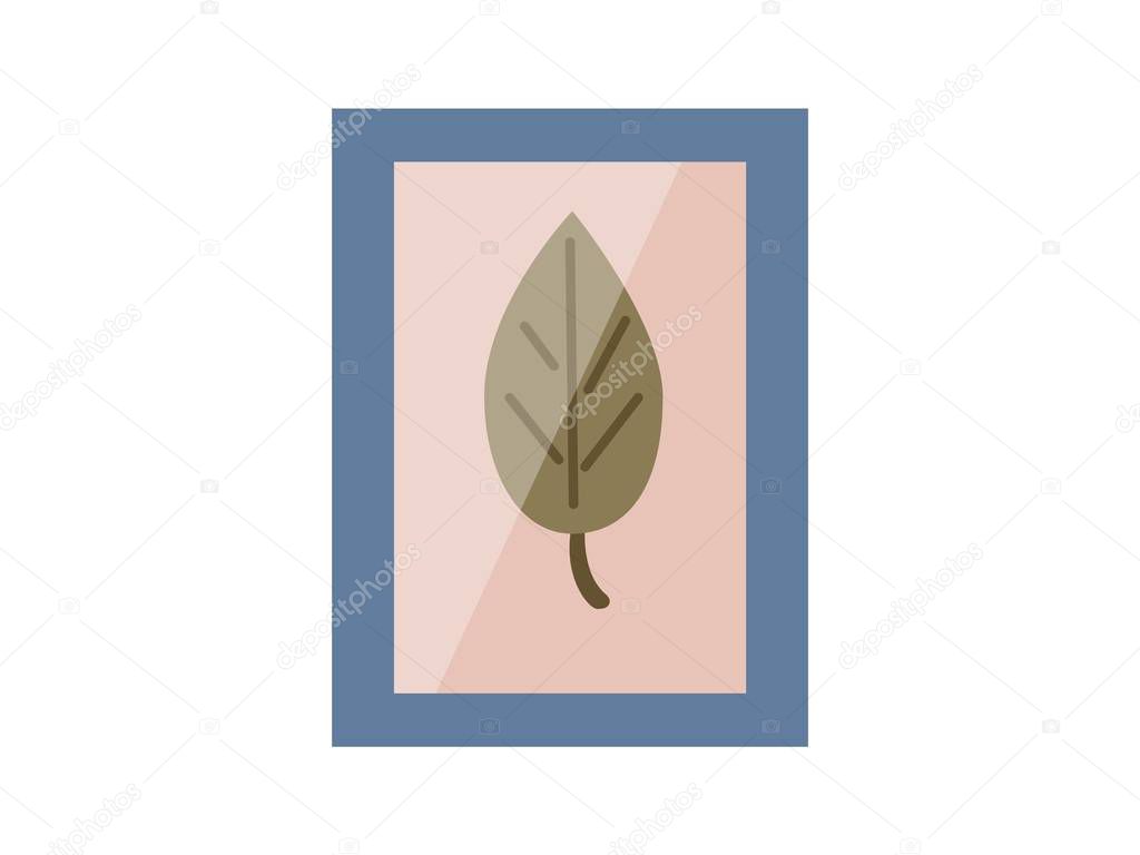 Photo frame leaf in flat style isolated on white background. Old photo card icon.