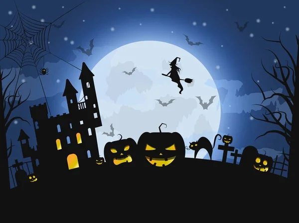Feliz Noche Halloween Concepto Vector Banner — Vector de stock