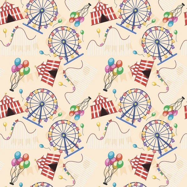 Amusement entertainment park seamless pattern. Vector illustration