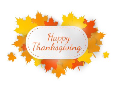 Şükran Günü tebrik kartın kutlu olsun. Akçaağaç yapraklarından yapılmış kalple beyaz arkaplanda izole edilmiş tasarım.