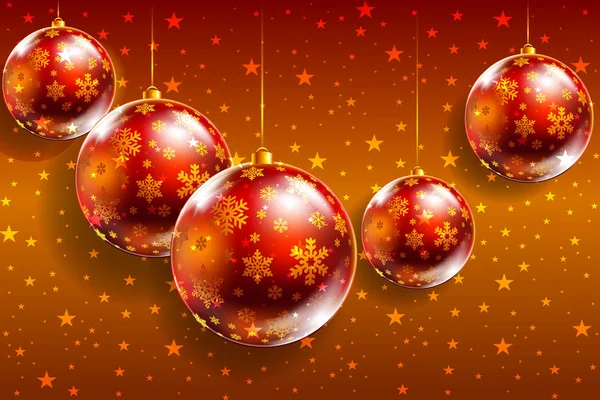 Fondo rojo de Navidad con bolas de Navidad — Foto de Stock