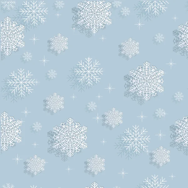 Vecteur Modèle d'hiver sans couture avec flocons de neige blancs — Image vectorielle