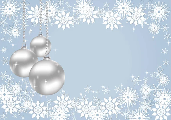 Neujahrsgrußkarte Blauer Hintergrund Mit Weihnachtskugeln — Stockfoto