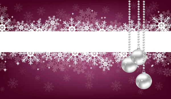 Рождественский Бордовый Фон Снежинки Мячи Местом Текста — стоковый вектор