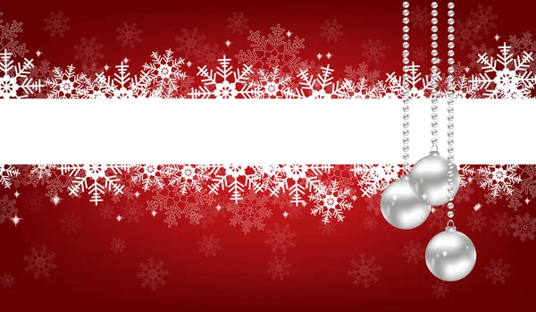 Vánoce Červené Pozadí Sněhové Vločky Kuličky Místem Pro Text — Stockový vektor