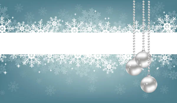 Weihnachtsblauer Hintergrund Aus Schneeflocken Und Kugeln Mit Platz Für Text — Stockvektor