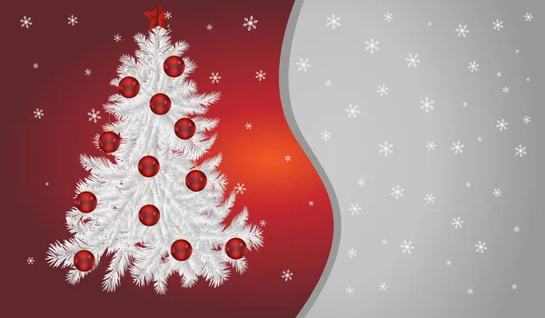 Красно Белый Счастливого Рождества Нового Года Рождественская Открытка Шарами Деревьями — стоковое фото