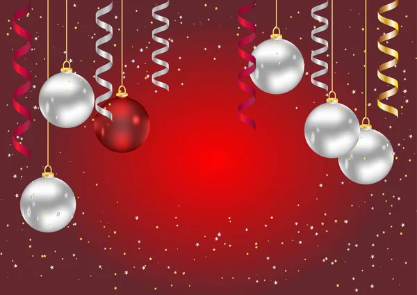 Buon Natale Capodanno Sfondo Biglietto Rosso Natale Con Palle — Foto Stock