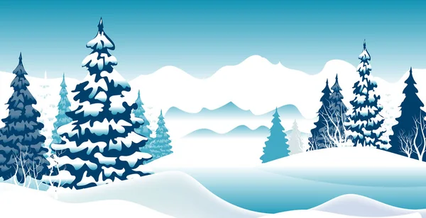 Зимний Векторный Фон Синих Тонах Новогодний Пейзаж — стоковое фото