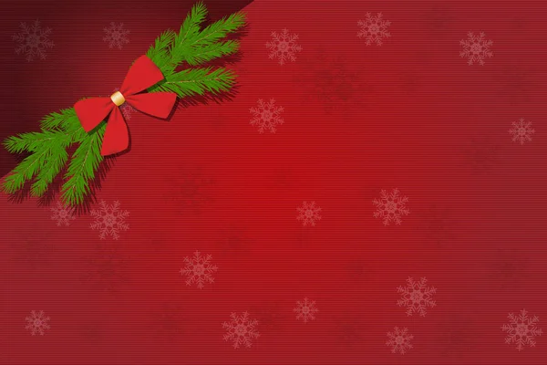 Fondo Rojo Navidad Con Ramas Abeto Espacio Para Texto — Vector de stock