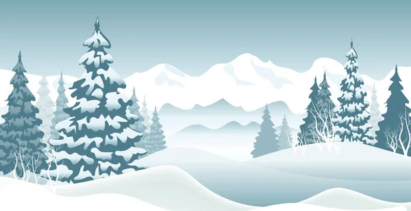 Зимний Векторный Фон Новогодний Пейзаж Eps — стоковый вектор