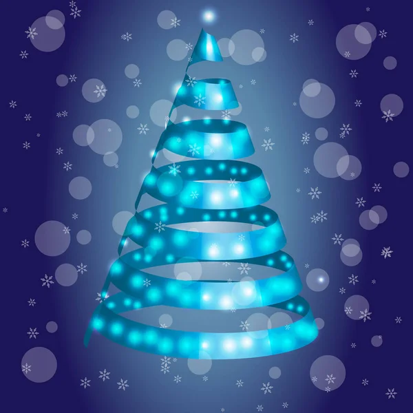 Nieuwjaar Blauwe Vierkante Achtergrond Met Kerstboom Eps — Stockvector