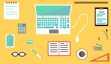 Ofis işyeri vektör düz çizim