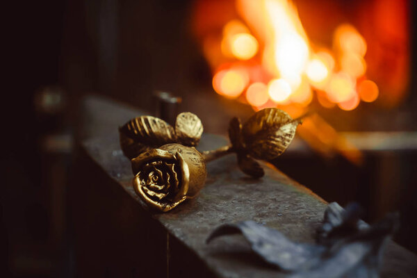 Forged flower in the smithy