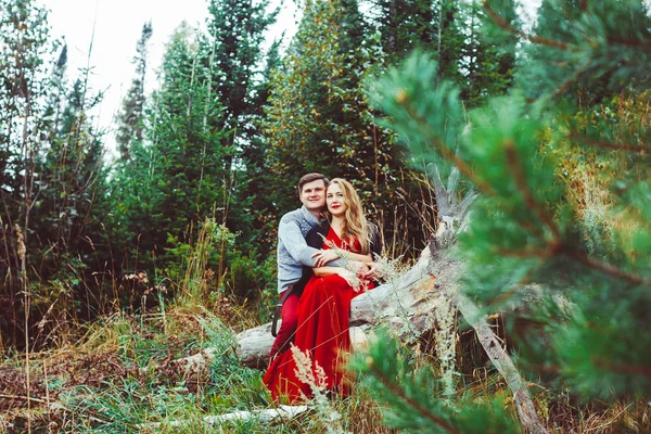 Couple aimant dans les bois — Photo