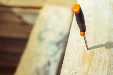 bir ağaçta sıkışmış bıçak